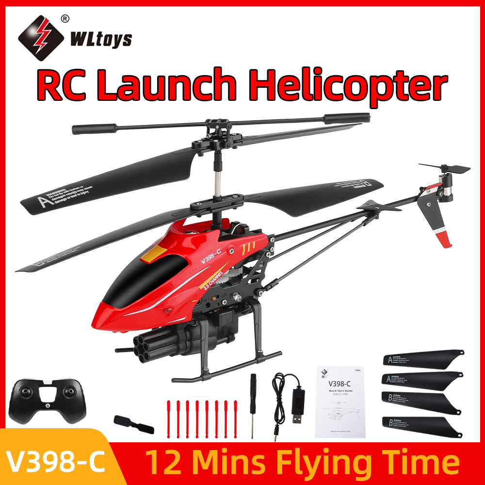 Rc Helicopter Gyro - Wltoys RC Helicopter V398-C Vliegtuig Lancering